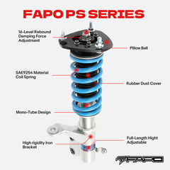 FAPO 16-Level Adjustable Coilovers for 2004-2014 BMW 1 Series 1st Gen E81 E82 E87 E88 PS006920
