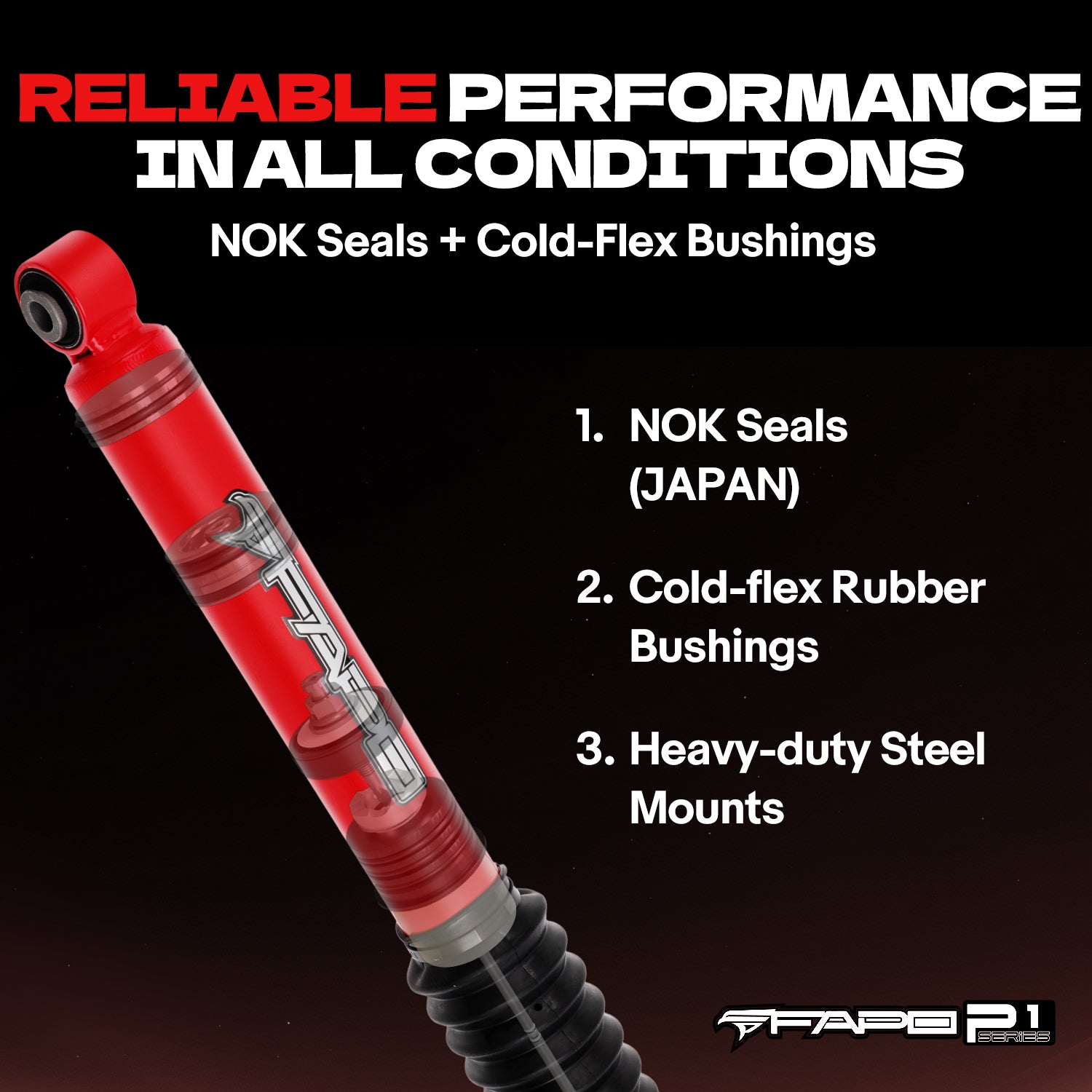 FAPO Rear Off-Road Shocks for Toyota Tacoma 2005-2023 0-2 in Lift PA264210 2PCS