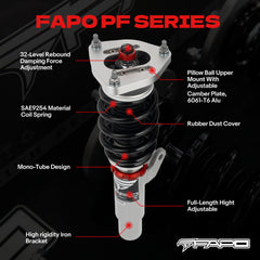 FAPO 32-Level Adjustable Coilovers for Volkswagen Golf 8th Gen MK8/MQB 2020+ & Golf GTI MK7/A7/MQB 2012-2020 PF004830