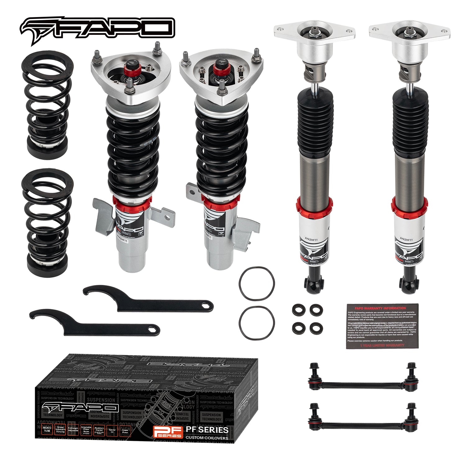 FAPO 32-Level Adjustable Coilovers for 2005–2014 Ford Focus 2nd Gen MK2/C307 PF007930