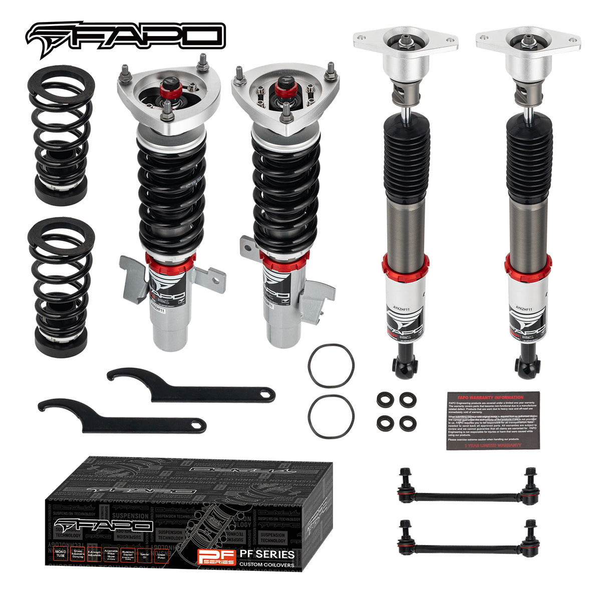 FAPO 32-Level Adjustable Coilovers for 2005–2014 Ford Focus 2nd Gen MK2/C307 PF007930
