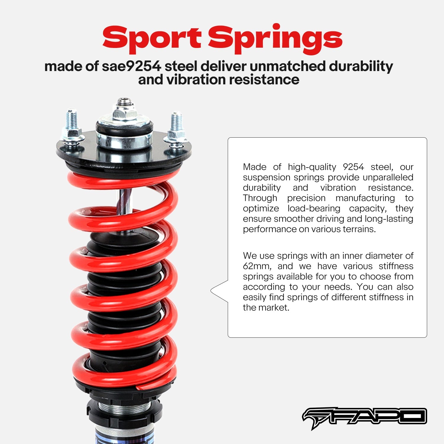 FAPO Coilover Kit for Honda Civic 4th-6th Gen, Civic Del Sol, CR-X 2nd Gen & Acura Integra 2nd-3rd Gen 1987-2001 PS002410